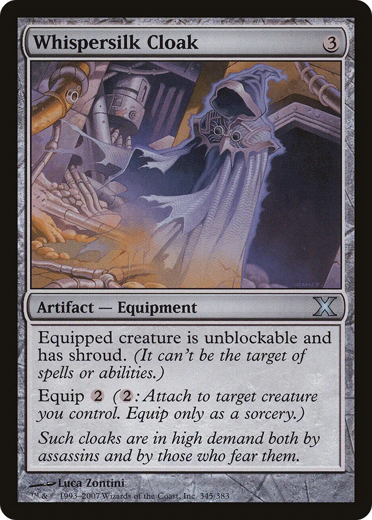 Whispersilk Cloak — Tenth Edition — Magic: The Gathering