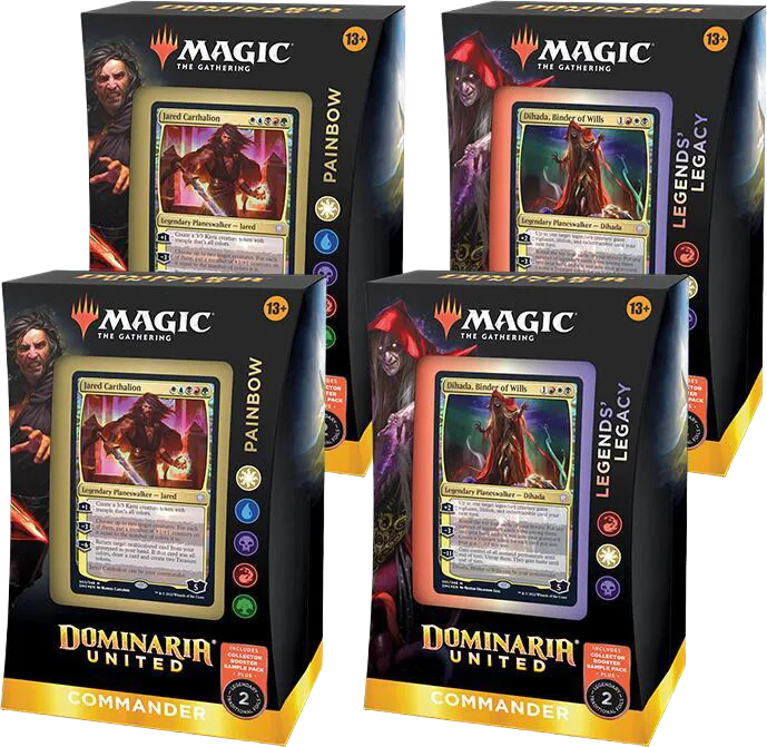 Display de decks Commander Dominaria Uni — Dominaria United Commander — Magic: The Gathering