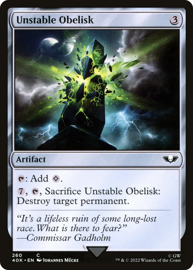 Obélisque instable — Warhammer 40,000 Commander — Magic: The Gathering