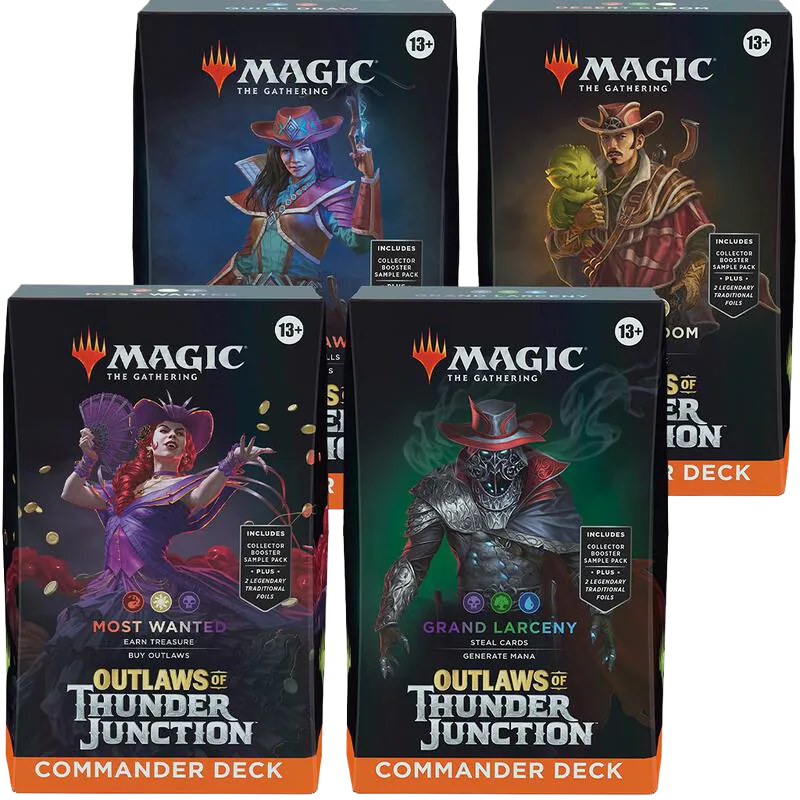 Display de decks Commander Les hors-la-loi de Croisetonnerre — Outlaws of Thunder Junction Commander — Magic: The Gathering