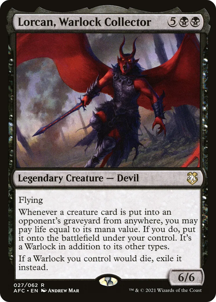 Lorcan, Warlock Collector — Forgotten Realms Commander — Magic: The Gathering