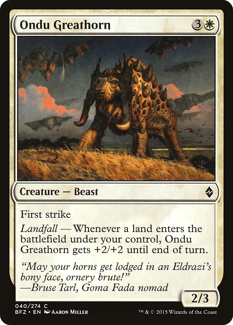 Ondu Greathorn — Battle for Zendikar — Magic: The Gathering