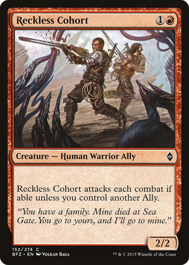 Reckless Cohort — Battle for Zendikar — Magic: The Gathering