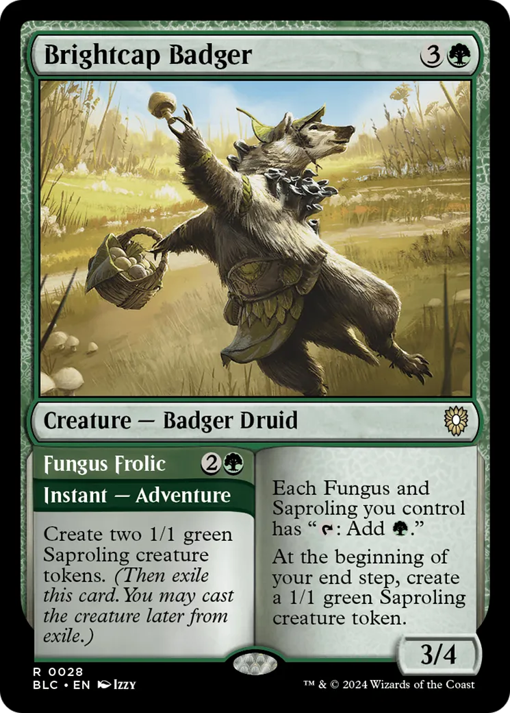 Brightcap Badger // Fungus Frolic — Bloomburrow Commander — Magic: The Gathering