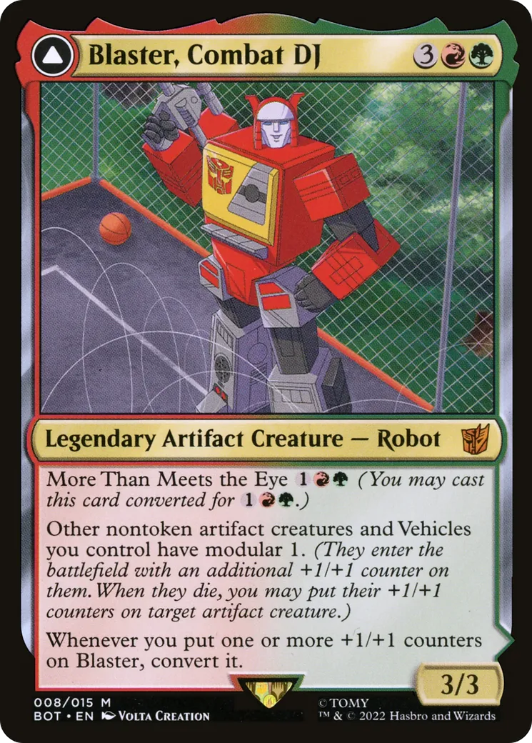 Blaster, Combat DJ // Blaster, Morale Booster — Transformers — Magic: The Gathering