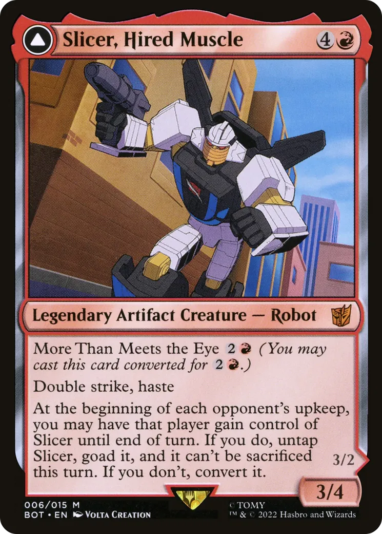 Slicer, Hired Muscle // Slicer, High-Speed Antagonist — Transformers — Magic: The Gathering