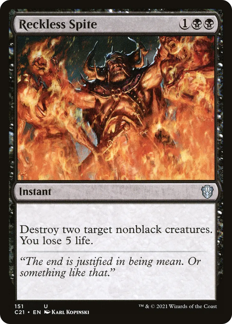Reckless Spite from Commander 2021 - Magic: The Gathering