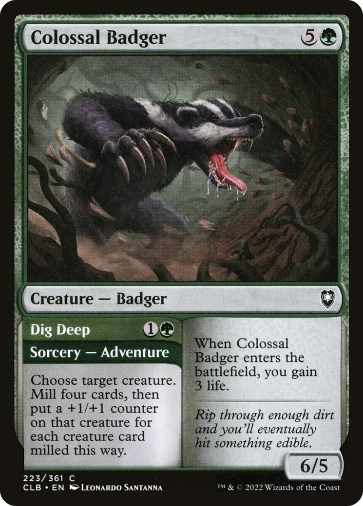 Blaireau colossal // Creuser en profondeur — Commander Legends: Battle for Baldur's Gate — Magic: The Gathering
