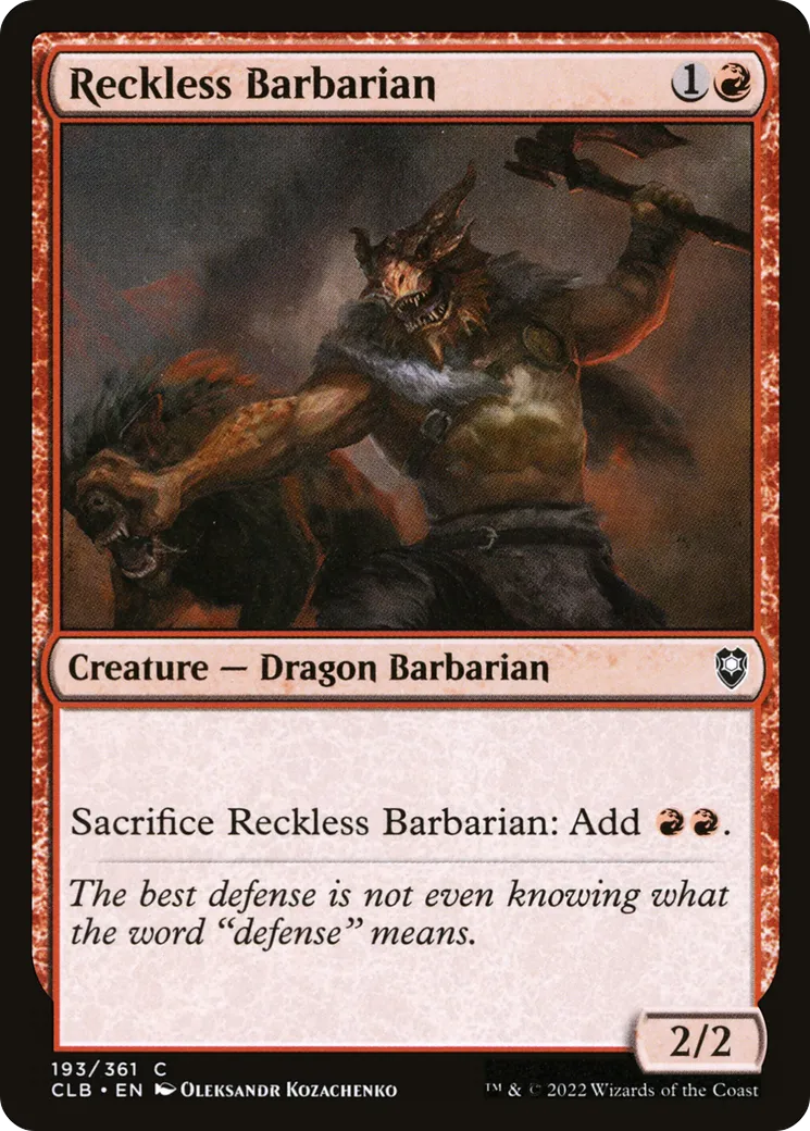 Reckless Barbarian from Commander Legends: Battle for Baldur's Gate - Magic: The Gathering