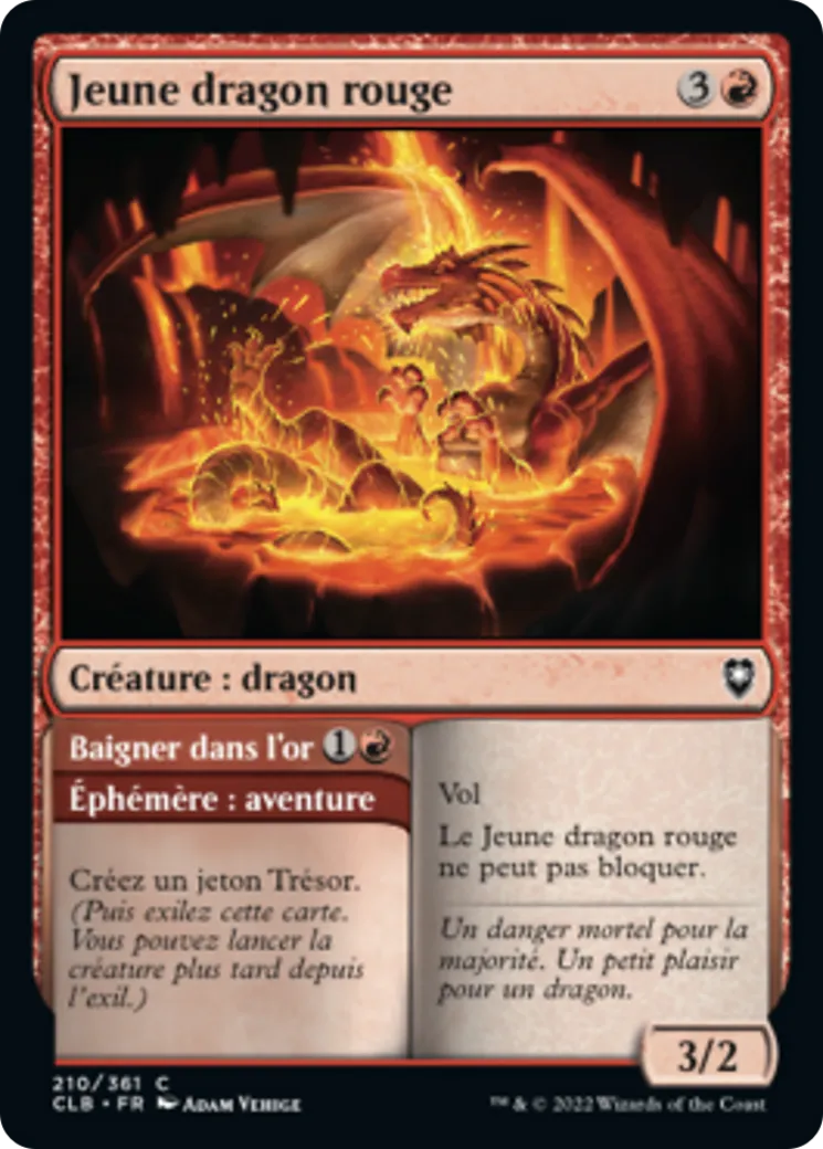 Jeune dragon rouge // Baigner dans l'or — Commander Legends: Battle for Baldur's Gate — Magic: The Gathering