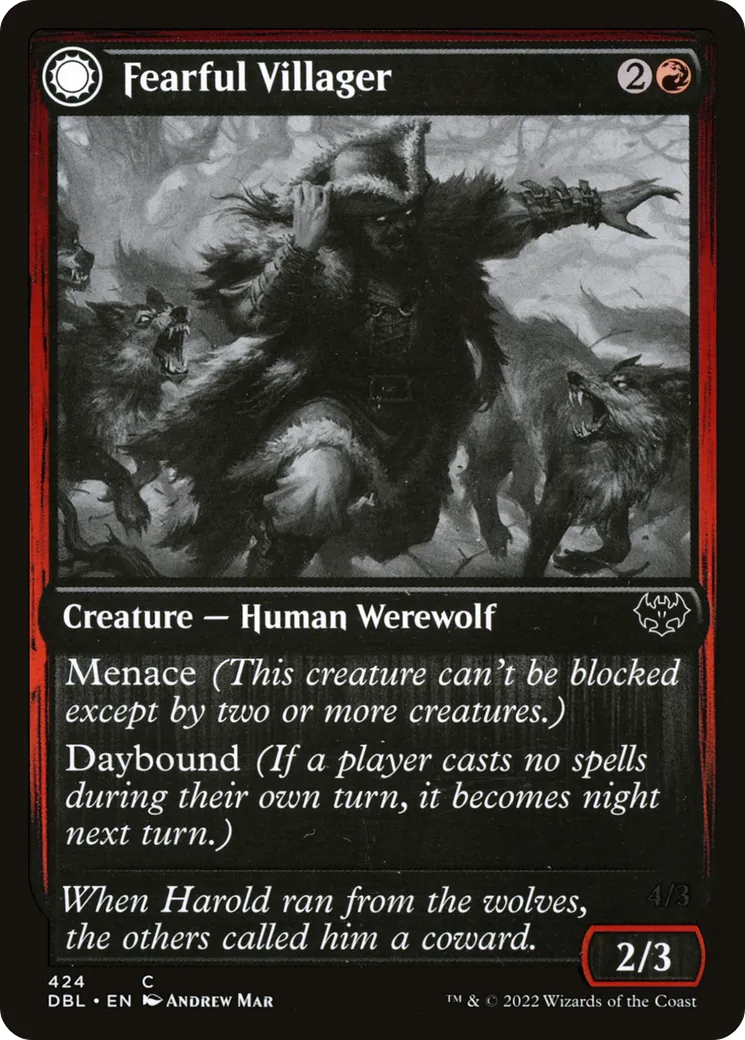 Fearful Villager // Fearsome Werewolf — Innistrad: Double Feature — Magic: The Gathering