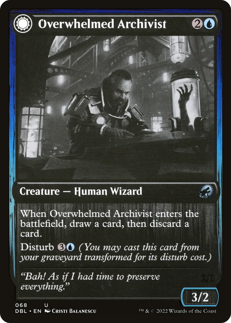 Overwhelmed Archivist // Archive Haunt — Innistrad: Double Feature — Magic: The Gathering