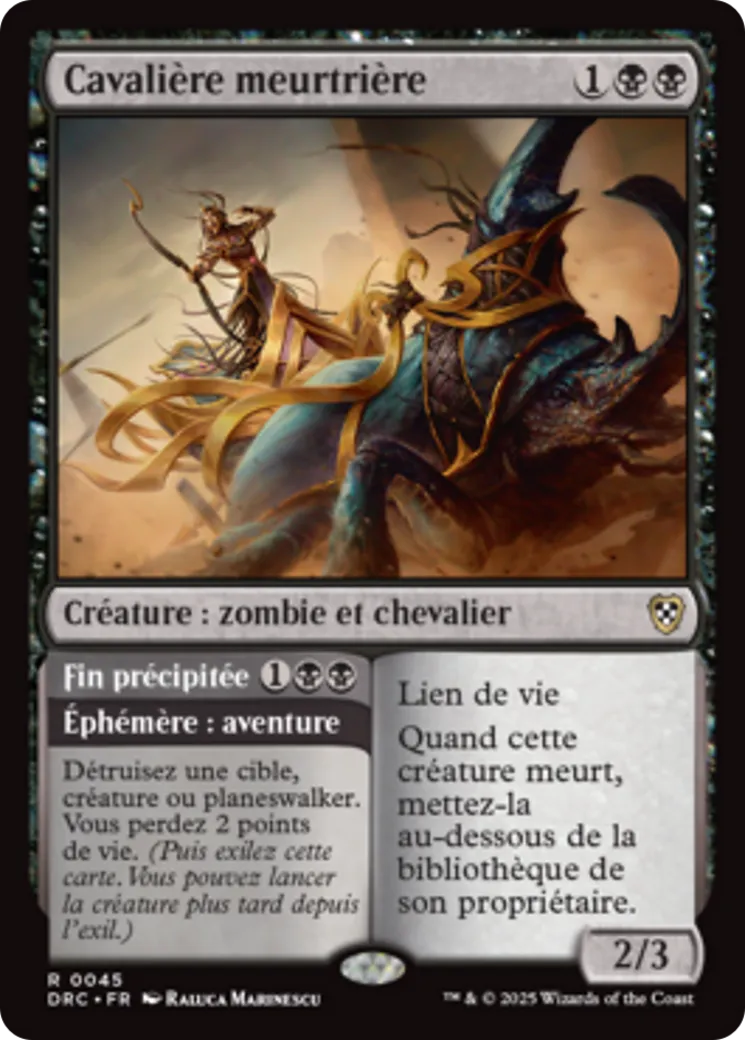 Cavalière meurtrière // Fin précipitée — Aetherdrift Commander — Magic: The Gathering