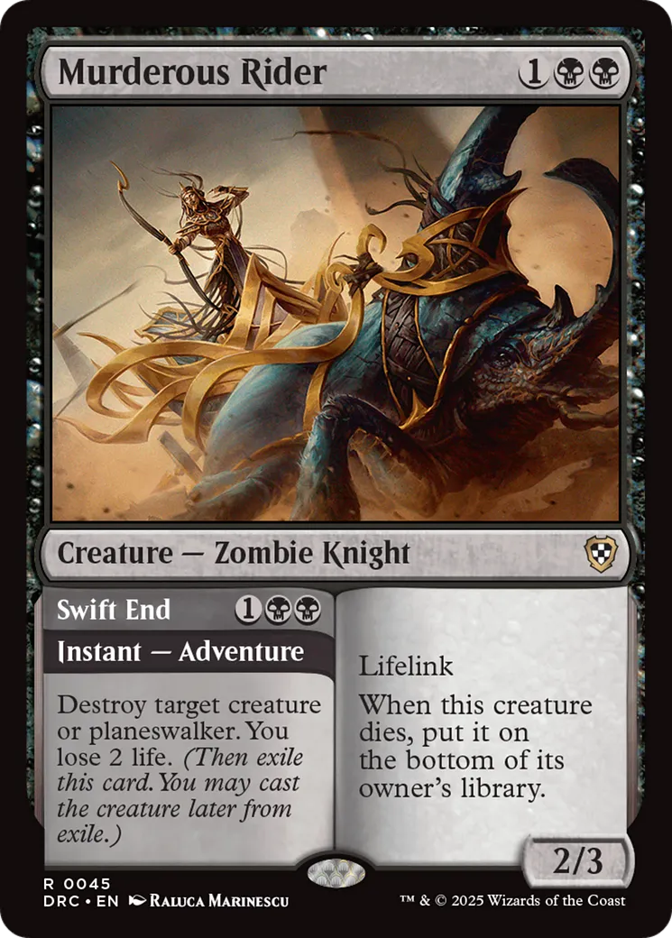 Murderous Rider // Swift End — Aetherdrift Commander — Magic: The Gathering