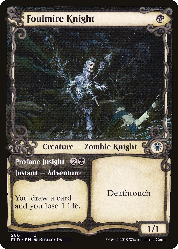 Chevalier putrefondrière // Perspicacité profane — Throne of Eldraine — Magic: The Gathering
