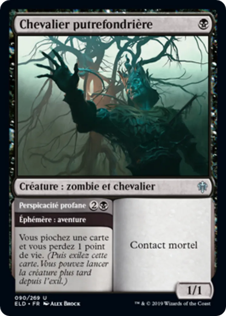 Chevalier putrefondrière // Perspicacité profane — Throne of Eldraine — Magic: The Gathering