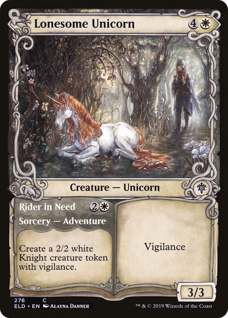 Licorne solitaire // Cavalière dans le besoin — Throne of Eldraine — Magic: The Gathering