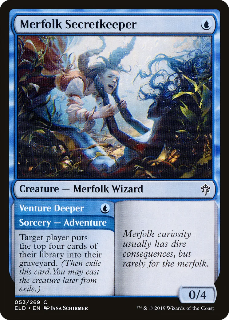 Merfolk Secretkeeper // Venture Deeper — Throne of Eldraine — Magic: The Gathering