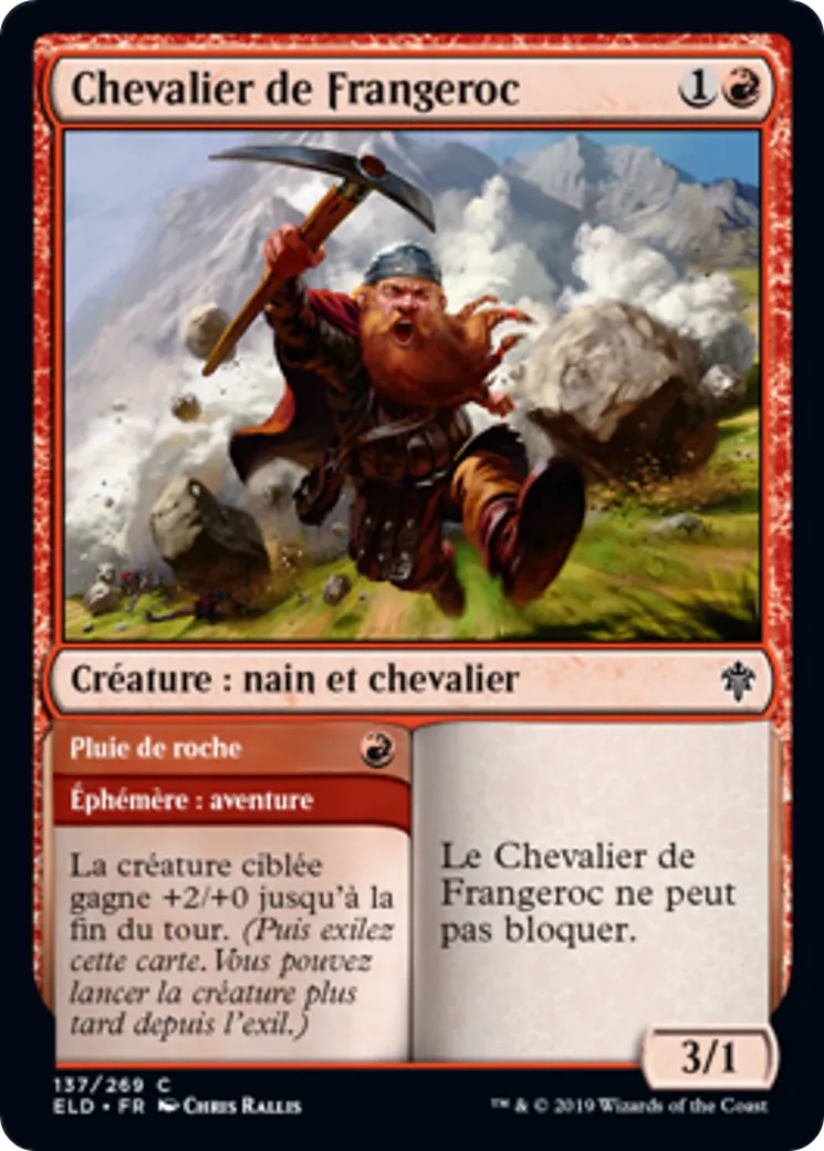 Chevalier de Frangeroc // Pluie de roche — Throne of Eldraine — Magic: The Gathering