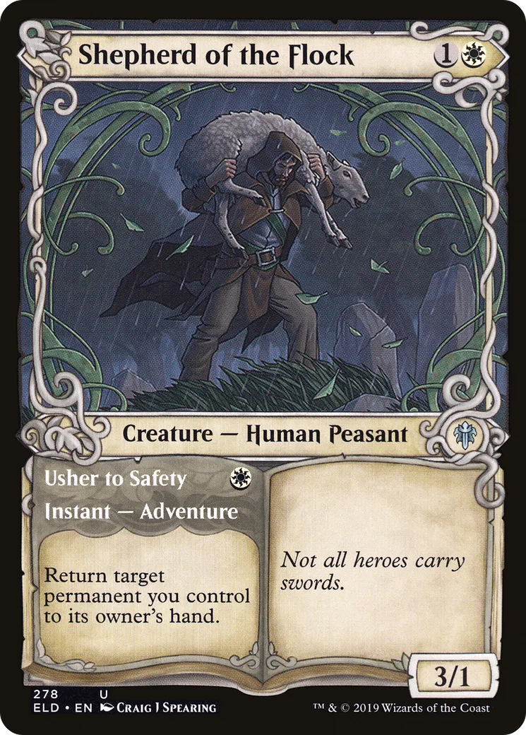 Shepherd of the Flock // Usher to Safety — Throne of Eldraine — Magic: The Gathering