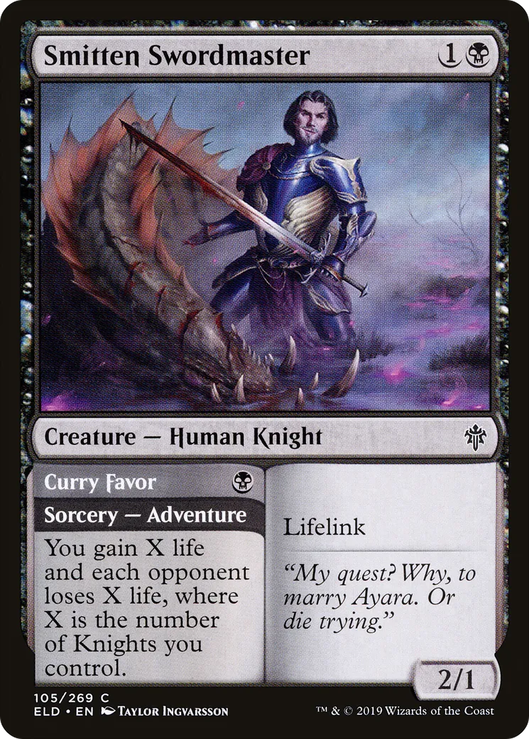 Smitten Swordmaster // Curry Favor — Throne of Eldraine — Magic: The Gathering