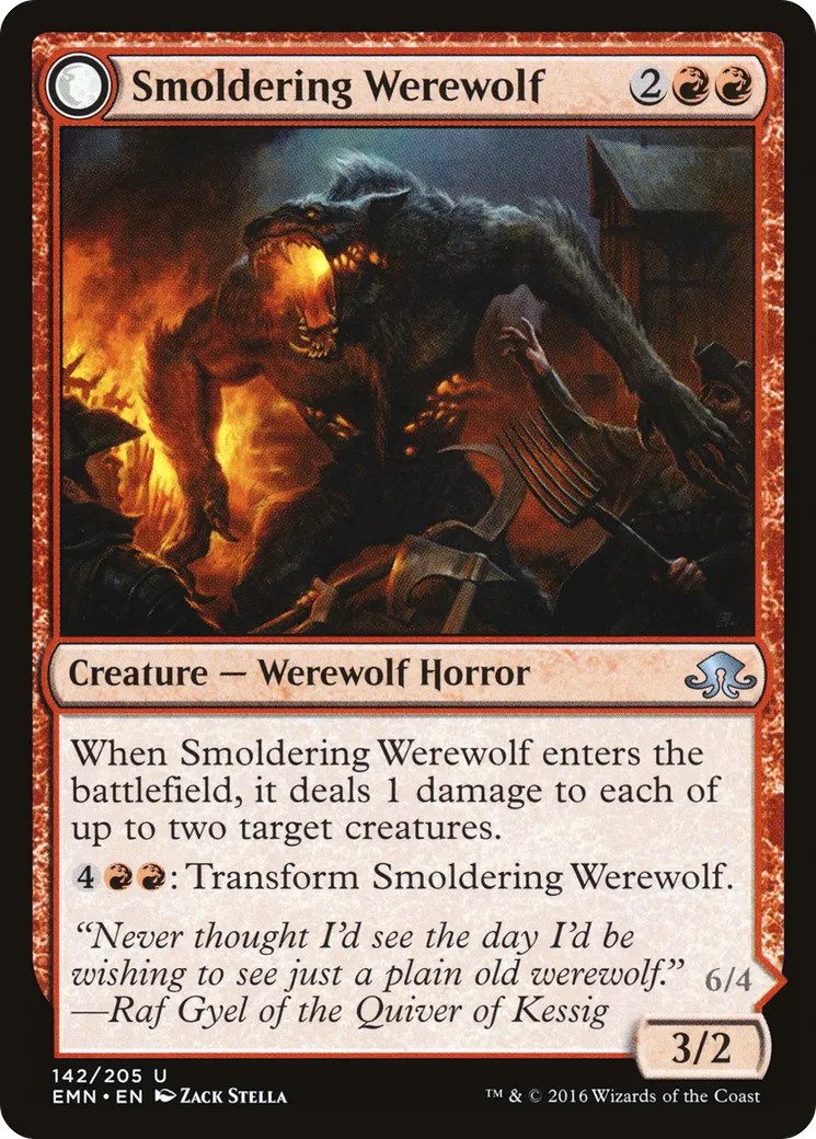 Smoldering Werewolf // Erupting Dreadwolf — Eldritch Moon — Magic: The Gathering