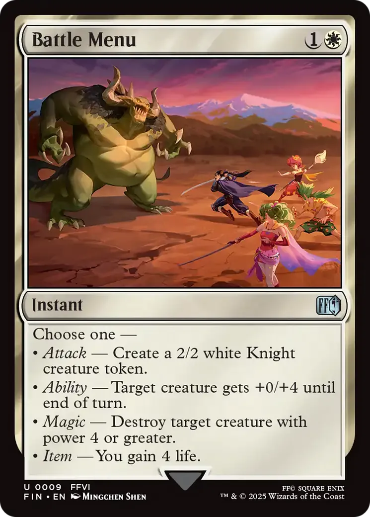 Menu de combat — Final Fantasy — Magic: The Gathering