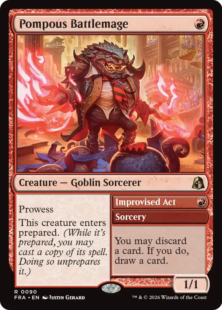 Pompous Battlemage // Improvised Act — Reality Fracture — Magic: The Gathering