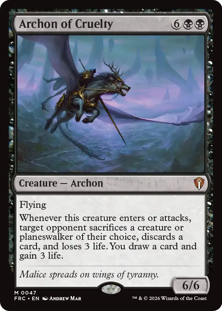 Archon of Cruelty — Reality Fracture Commander — Magic: The Gathering
