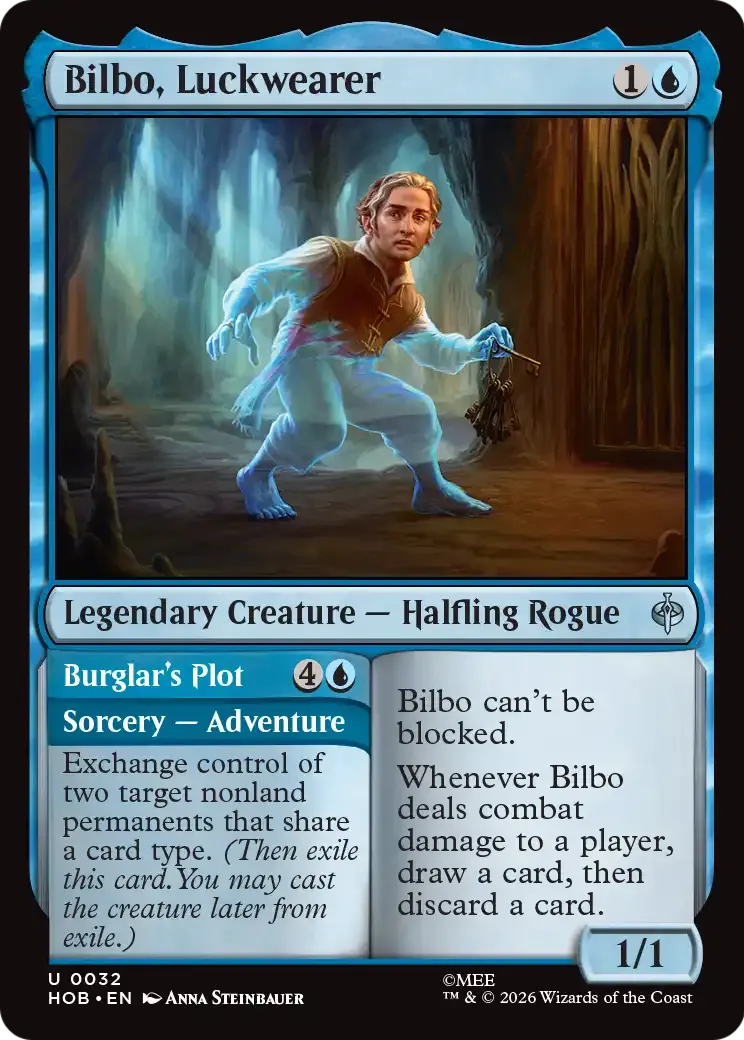 Bilbo, Luckwearer // Burglar's Plot — The Hobbit — Magic: The Gathering