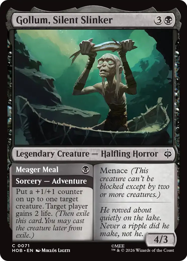 Gollum, Silent Slinker // Meager Meal — The Hobbit — Magic: The Gathering