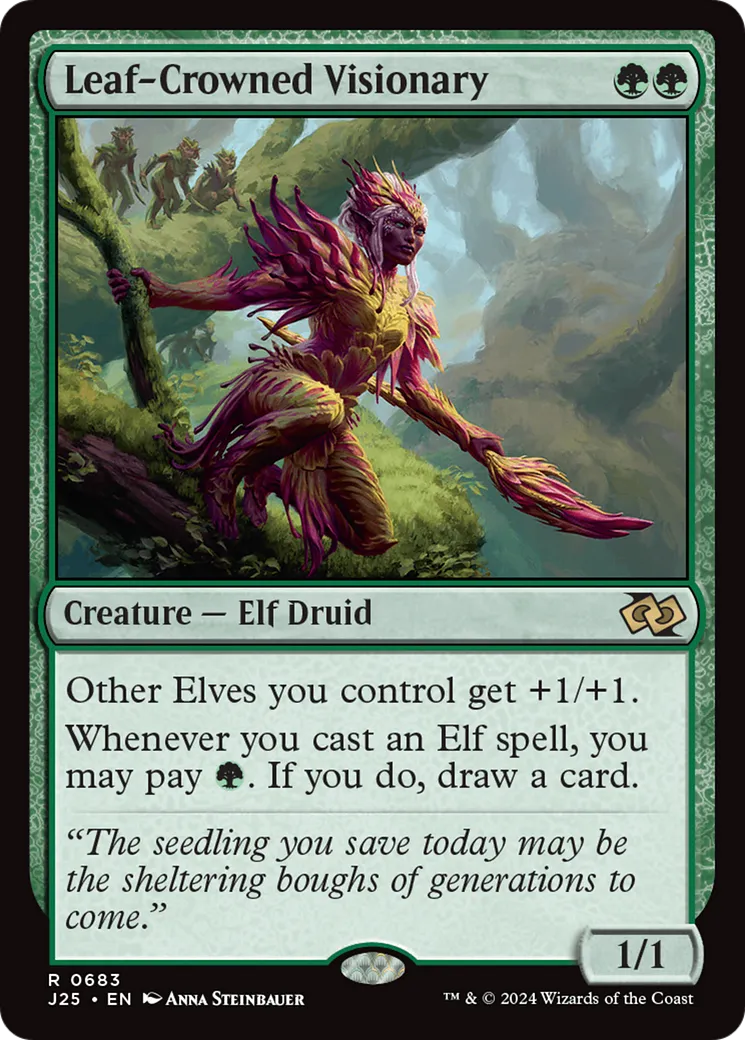 Leaf-Crowned Visionary — Foundations Jumpstart — Magic: The Gathering