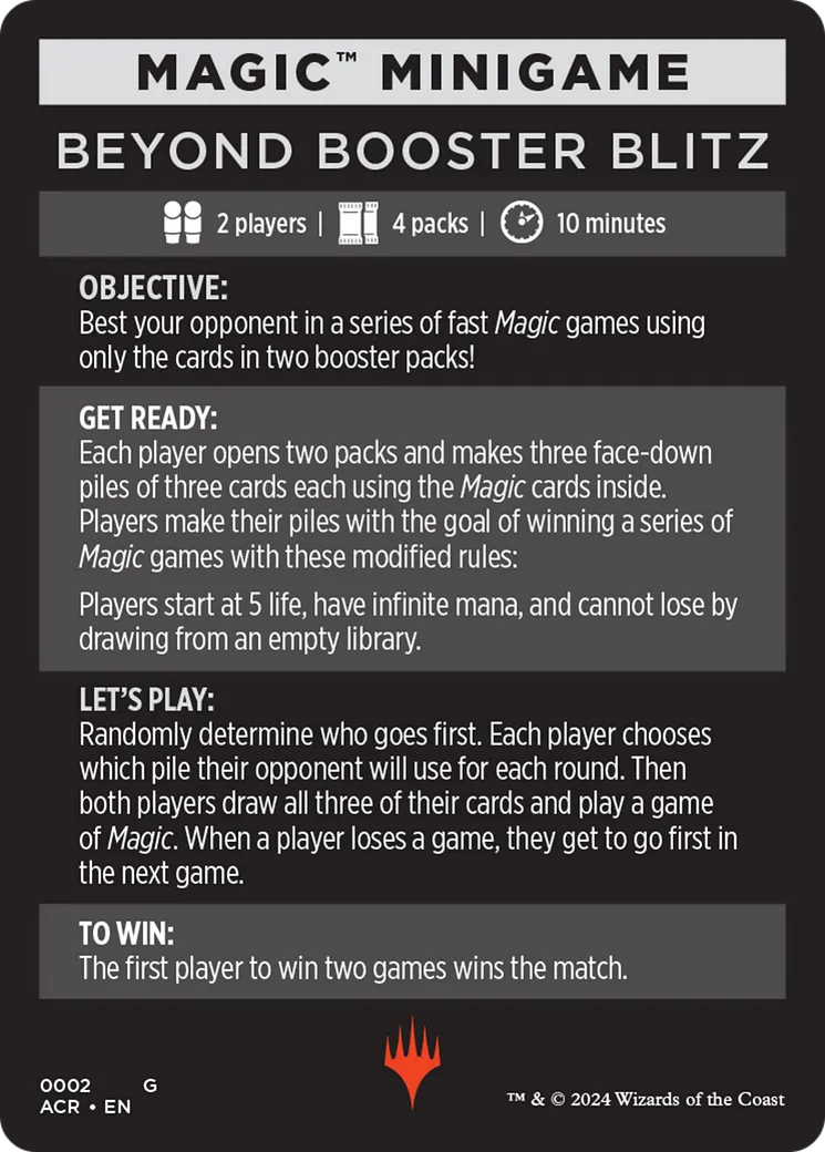 Beyond Booster Blitz — Assassin's Creed Minigames — Magic: The Gathering