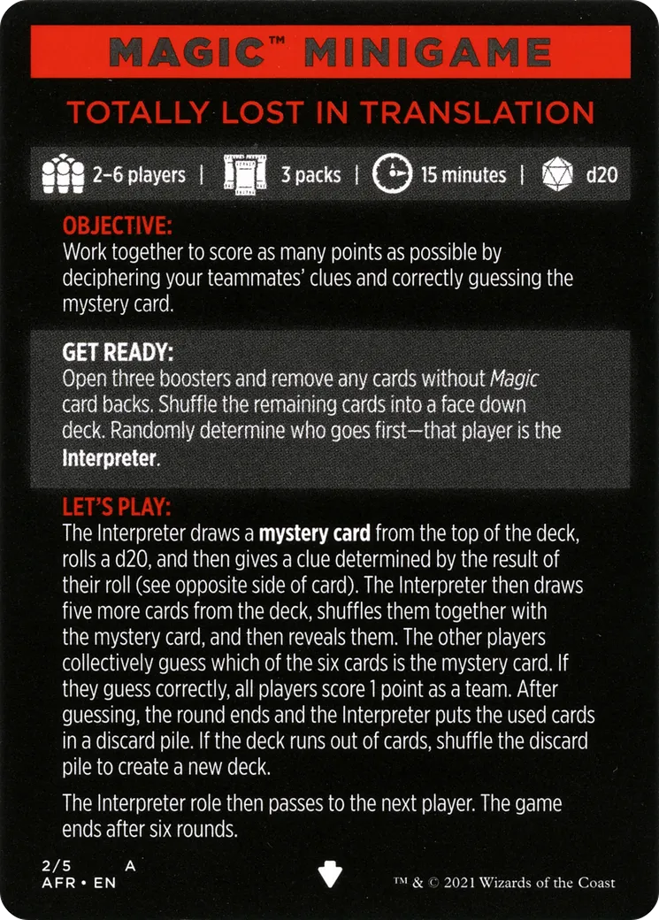 Totally Lost in Translation // Totally Lost in Translation (cont'd) from Adventures in the Forgotten Realms Minigames - Magic: The Gathering