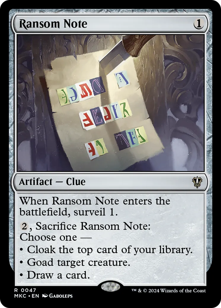 Ransom Note — Murders at Karlov Manor Commander — Magic: The Gathering