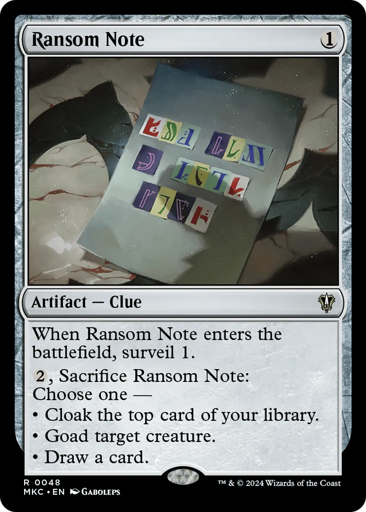 Ransom Note — Murders at Karlov Manor Commander — Magic: The Gathering