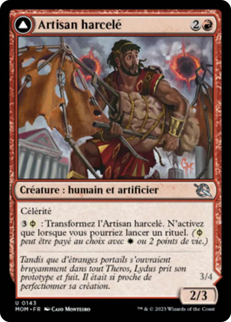 Artisan harcelé // Écorcheur céleste phyrexian — March of the Machine — Magic: The Gathering