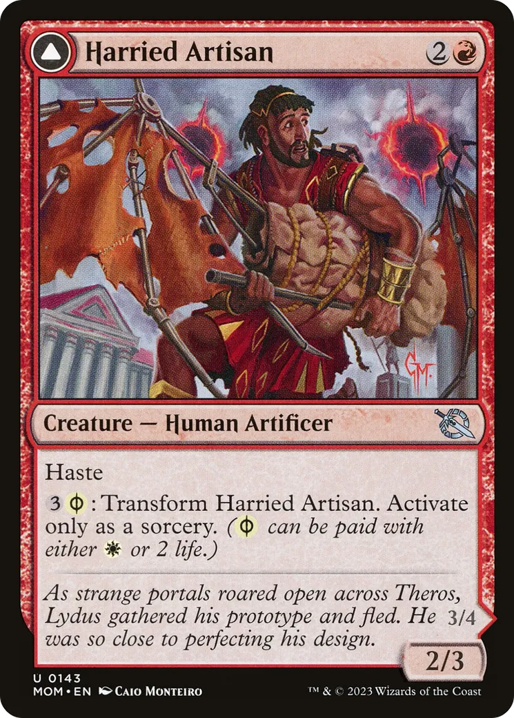 Harried Artisan // Phyrexian Skyflayer — March of the Machine — Magic: The Gathering