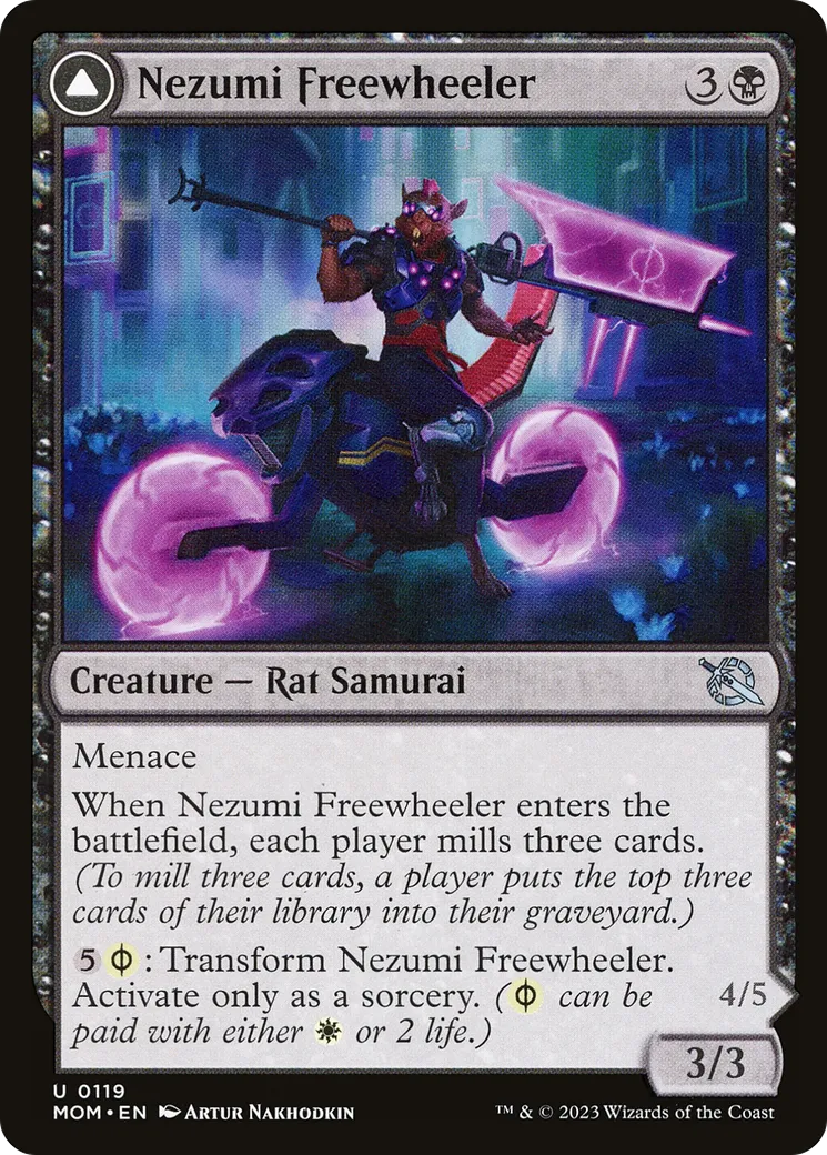 Nezumi Freewheeler // Hideous Fleshwheeler — March of the Machine — Magic: The Gathering