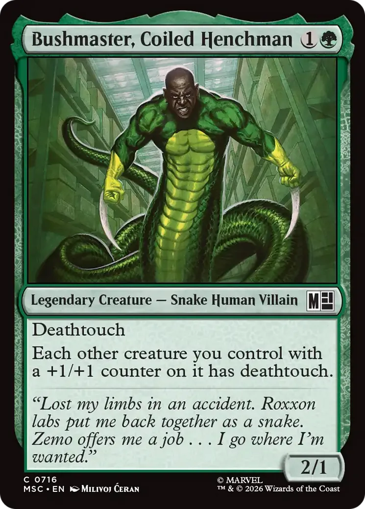 Bushmaster, Coiled Henchman — Marvel Super Heroes Commander — Magic: The Gathering