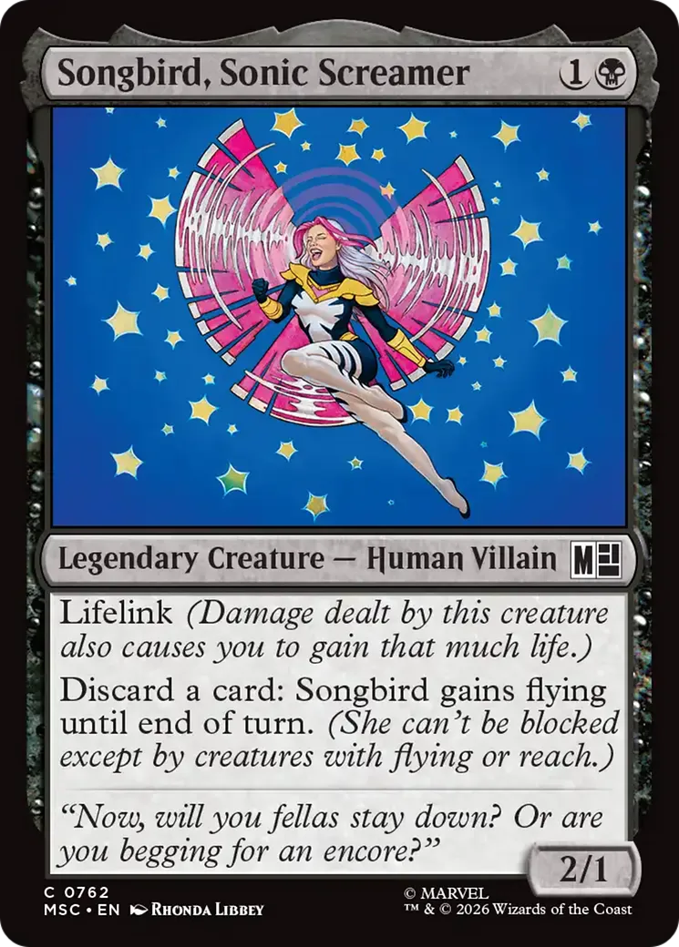 Songbird, crieuse sonique — Marvel Super Heroes Commander — Magic: The Gathering