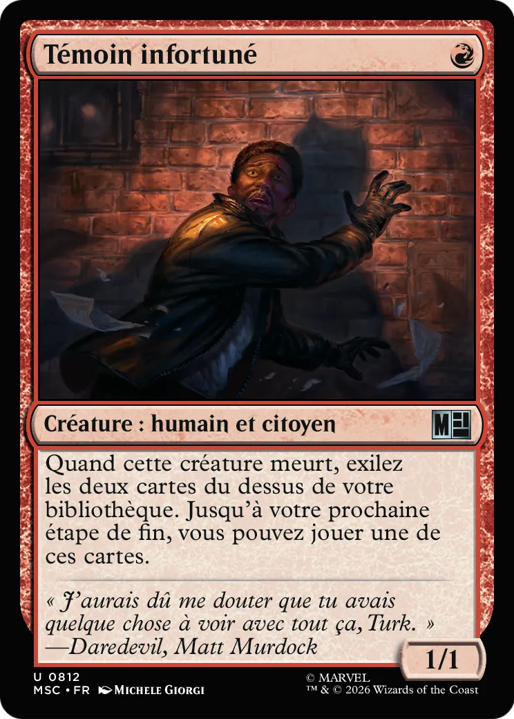 Témoin infortuné — Marvel Super Heroes Commander — Magic: The Gathering