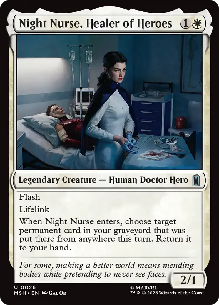 Infirmière de nuit, soigneuse de héros — Marvel Super Heroes — Magic: The Gathering