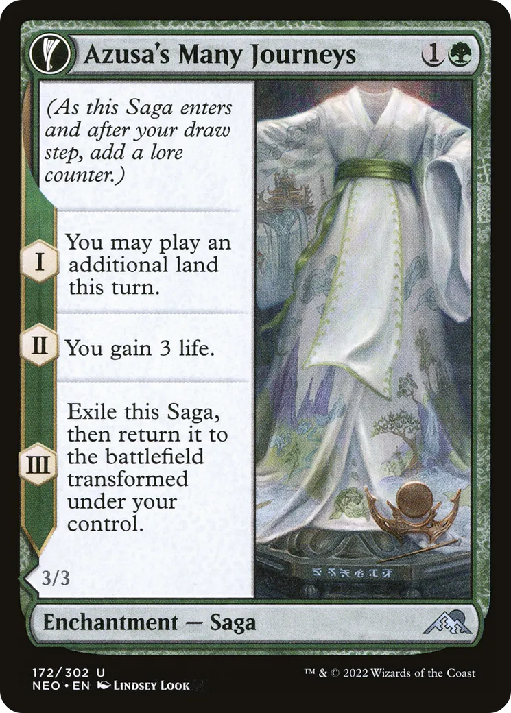 Les nombreux voyages d'Azusa // Apparence de la quêteuse — Kamigawa: Neon Dynasty — Magic: The Gathering