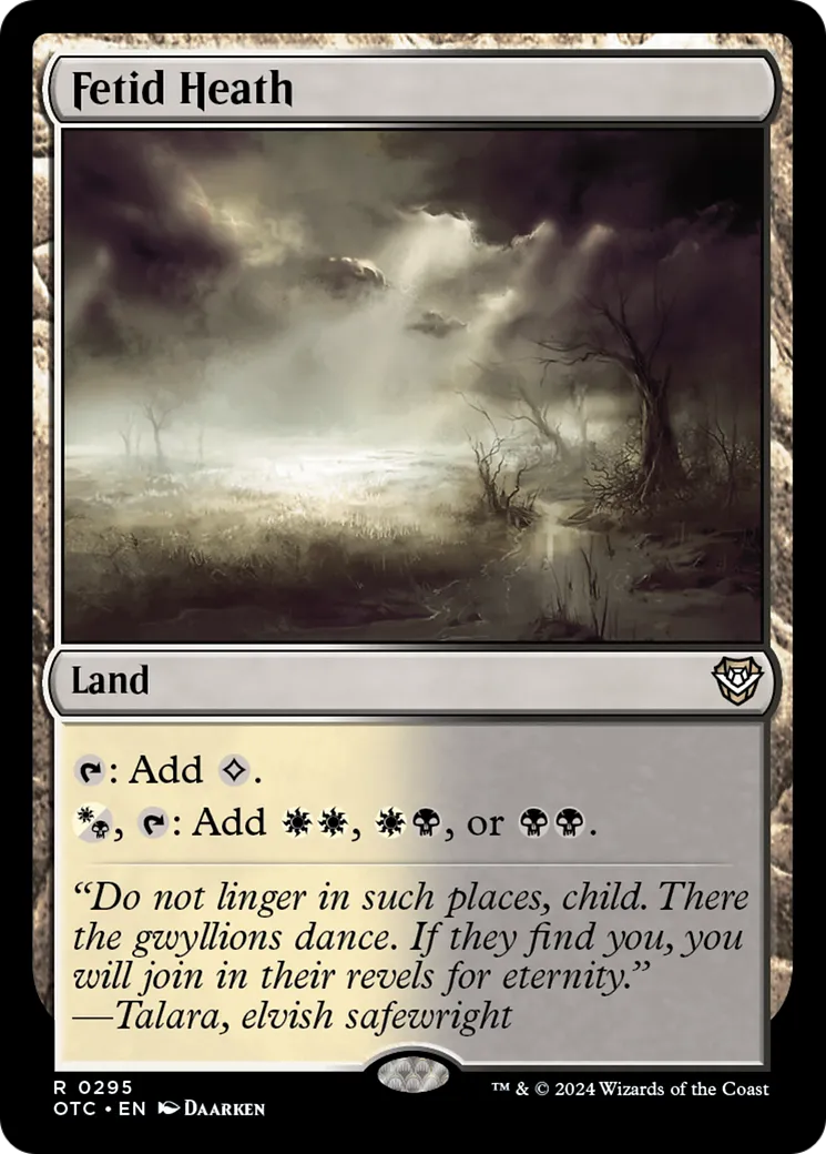Fetid Heath — Outlaws of Thunder Junction Commander — Magic: The Gathering