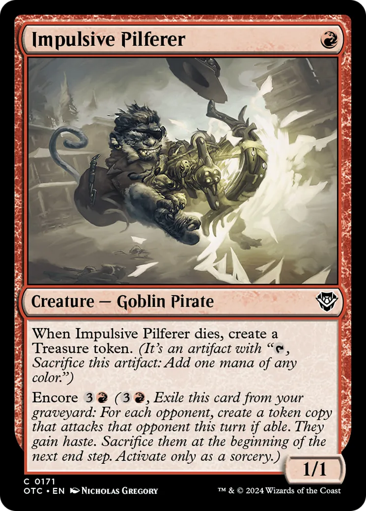 Impulsive Pilferer — Outlaws of Thunder Junction Commander — Magic: The Gathering