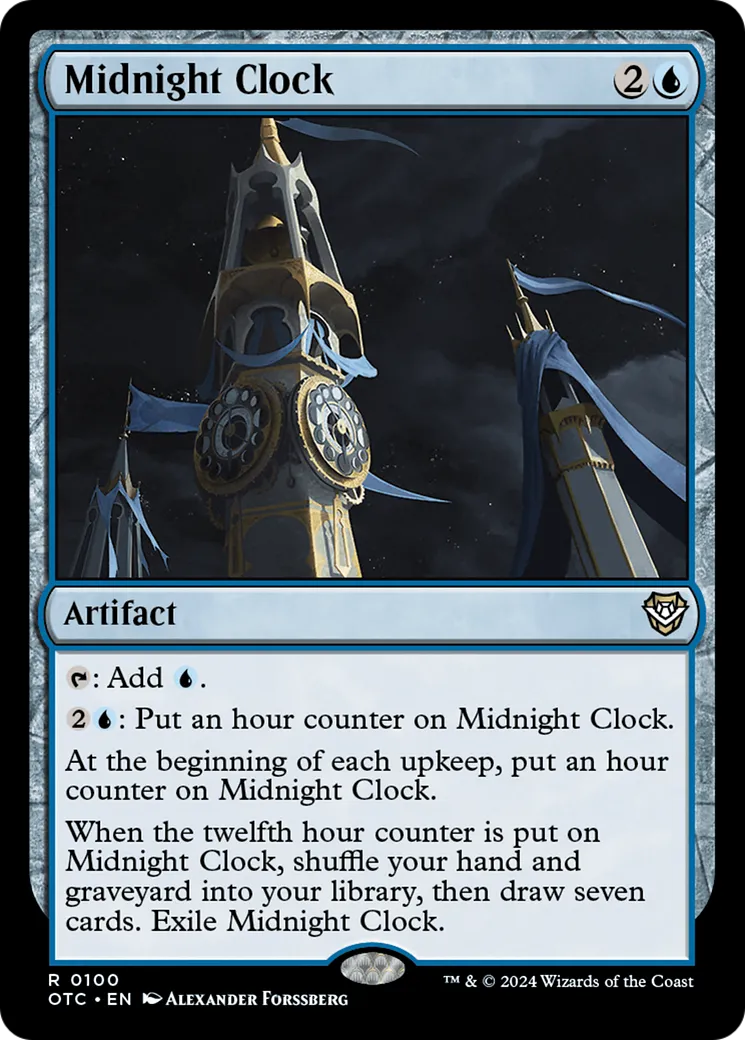 Midnight Clock — Outlaws of Thunder Junction Commander — Magic: The Gathering