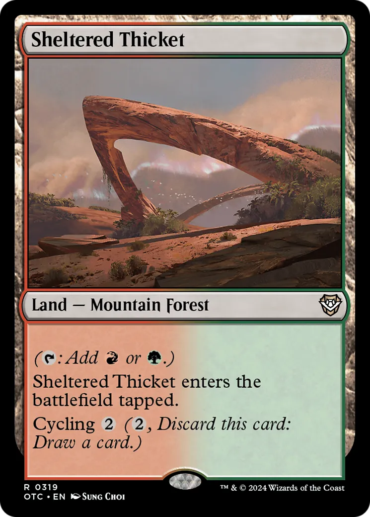 Sheltered Thicket — Outlaws of Thunder Junction Commander — Magic: The Gathering
