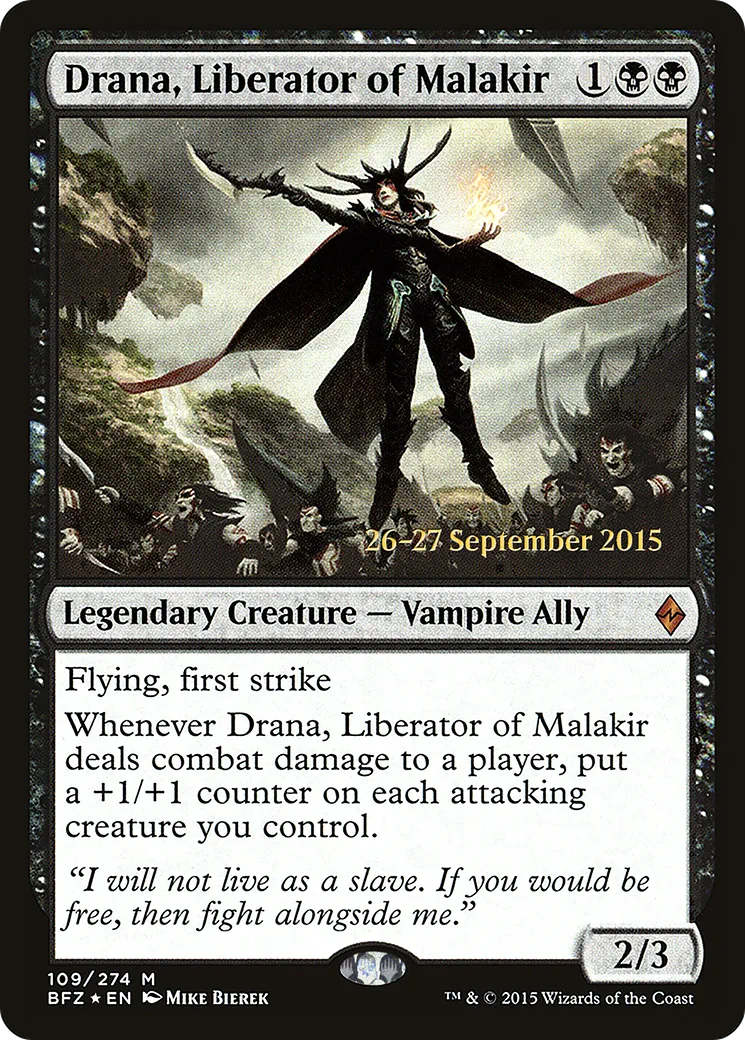 Drana, Liberator of Malakir — Battle for Zendikar Promos — Magic: The Gathering