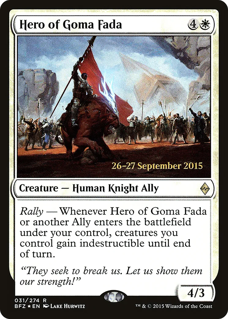 Hero of Goma Fada — Battle for Zendikar Promos — Magic: The Gathering
